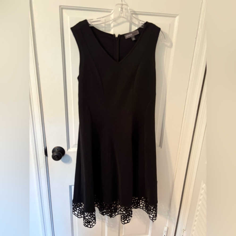 Donna Ricco Black Mini Dress with Lace Hem